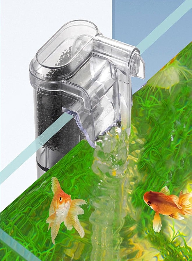 VAYINATO LY-401 Mini Nano Hang-On Back Aquarium Filter, Transparent Waterfall HOB Filter with Adjustable Flow Controller, 2.5W 250 LPH, for Small Fish Tank & Bowl up to 30 cm - Image 1